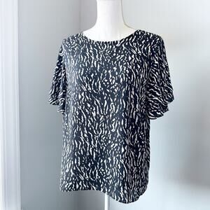 Ann Taylor Factory  Flutter Sleeve Blouse Size M